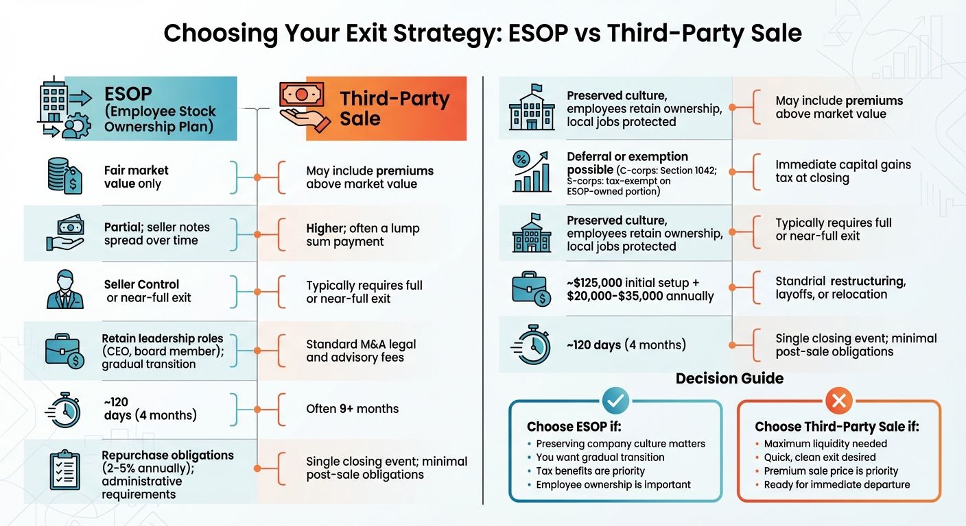 ESOP vs Third-Party Sale: Complete Exit Strategy Comparison
