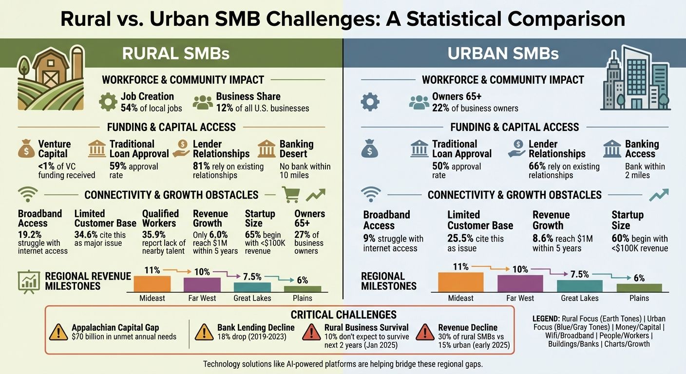 Rural vs Urban SMB Challenges: Key Statistics and Regional Disparities