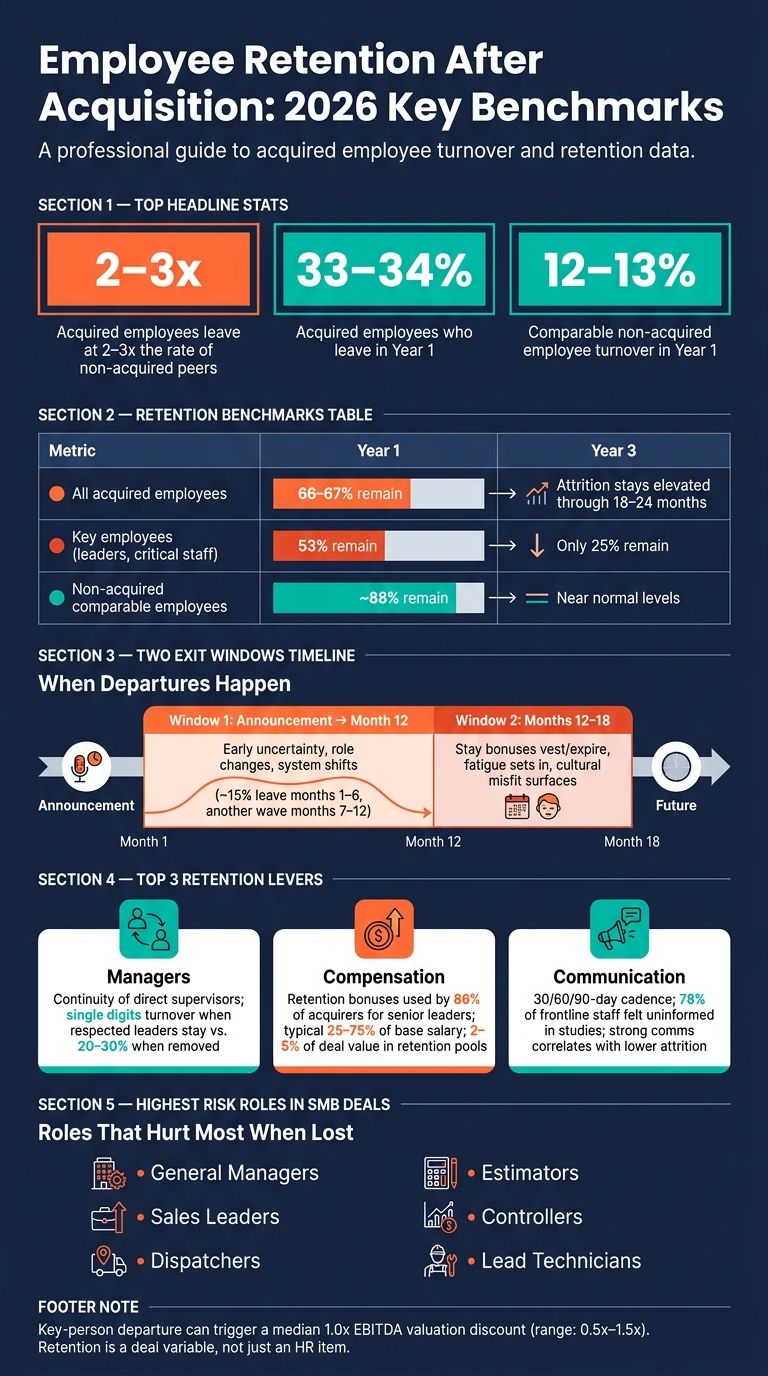 Employee Retention After Acquisition: 2026 Key Benchmarks