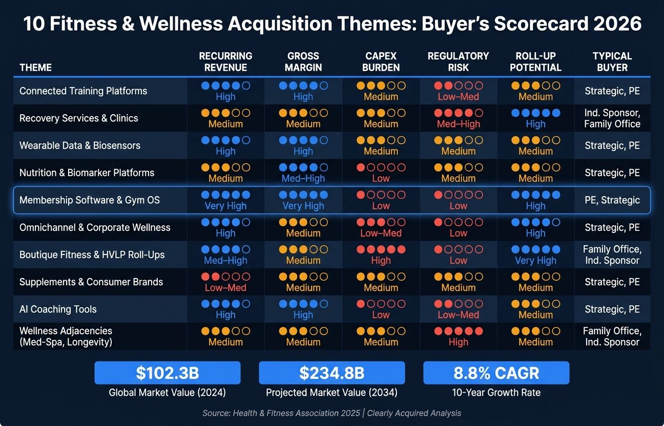 10 Fitness & Wellness Acquisition Themes: Buyer's Scorecard 2026