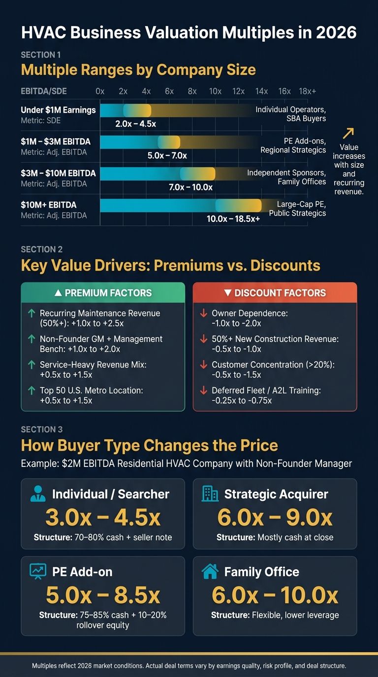 HVAC Business Valuation Multiples by Size & Buyer Type (2026)