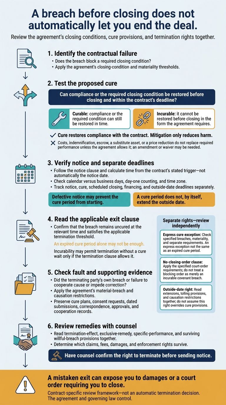Pre-Closing Breaches: Check Before You Terminate