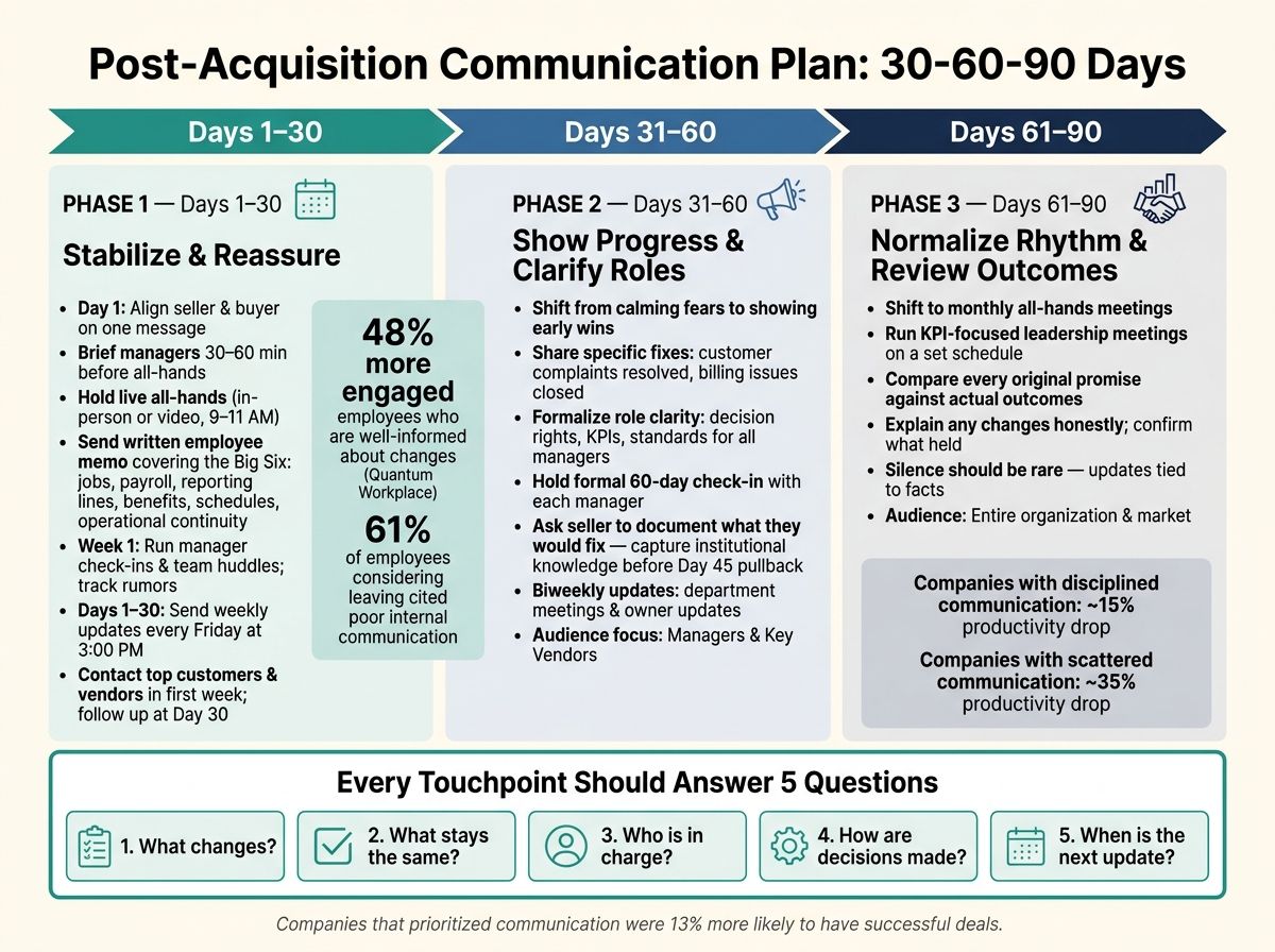 Post-Acquisition Communication Plan: 30-60-90 Day Timeline
