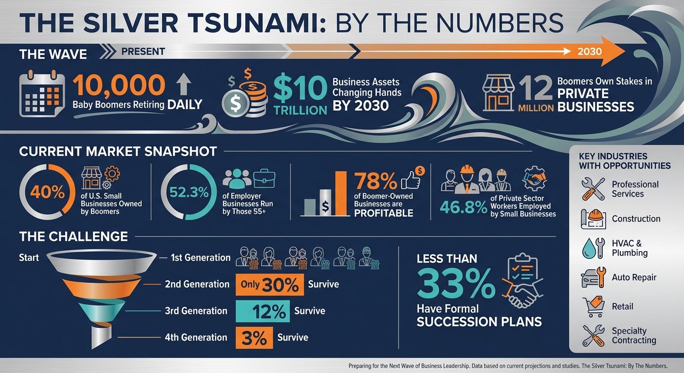 Silver Tsunami Statistics: Baby Boomer Business Ownership and Transfer
